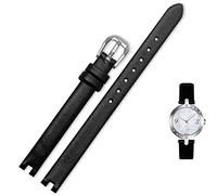WFRUEDWC Cowhide Watch Strap Is Suitable For Tissot Notched Strap 1853 Flamenco Series T003/209 Women Watch Chain 8 10 12mm Black (Color : 10mm Gold Clasp, Size : 8mm)