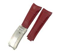 WFRUEDWC Curved End Genuine Leather 20mm Slide Lock Buckle Watchband for Rolex GMT Submariner Hulk Oyster Watch Strap