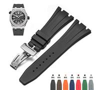 WFRUEDWC for AP Royal Oak Offshore 15400/15202/15703 Rubber Silicone Watch Strap Men Watch Strap Accessories 27mm 28mm (Color : 10mm Gold Clasp, Size : 27mm)