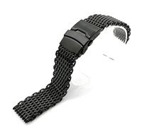 WFRUEDWC Milanese Shark Mesh Wristband for Breitling Seiko OMG Watchband 20mm 22mm Stainless Steel Watch Band Strap Bracelet (Band Color : Black, Band Width : 18mm)