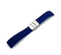 WFRUEDWC Universal Silicone Watchband 18mm 20mm 22mm 24mm Folding Buckle Waterproof Rubber Men Sport Diving Replaces Bracelet Band Watch Watch Strap (Color : Darkblue Silver Buck, Size : 22mm)