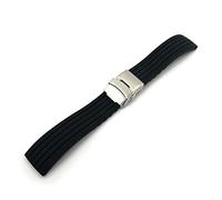 WFRUEDWC Universal Silicone Watchband 18mm 20mm 22mm 24mm Folding Buckle Waterproof Rubber Men Sport Diving Replaces Bracelet Band Watch Watch Strap (Color : Darkblue Silver Buck, Size : 22mm)