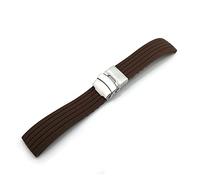 WFRUEDWC Universal Silicone Watchband 18mm 20mm 22mm 24mm Folding Buckle Waterproof Rubber Men Sport Diving Replaces Bracelet Band Watch Watch Strap (Color : Darkblue Silver Buck, Size : 22mm)