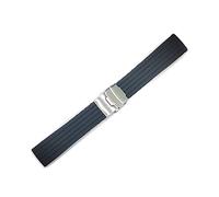WFRUEDWC Universal Silicone Watchband 18mm 20mm 22mm 24mm Folding Buckle Waterproof Rubber Men Sport Diving Replaces Bracelet Band Watch Watch Strap (Color : Darkblue Silver Buck, Size : 22mm)