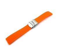 WFRUEDWC Universal Silicone Watchband 18mm 20mm 22mm 24mm Folding Buckle Waterproof Rubber Men Sport Diving Replaces Bracelet Band Watch Watch Strap (Color : Darkblue Silver Buck, Size : 22mm)