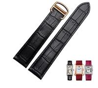 WFRUEDWC Watchband Genuine Leather Watch Strap 1617/18/20/22/23/24/25mm Bracelet For Men/Woman Replace Watchbands For Cartier Tank Solo (Color : 10mm Gold Clasp, Size : 23mm)