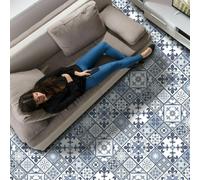 WFS6012 - Lisbon Blue Tiles Melange Floor Sticker 120cm x 60 cm