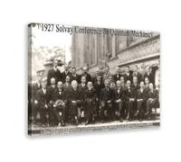 WFSAW 1927 Solvay Conference on Quantum Albert Einstein & Marie Curie, Famous Physicists Group, Historic Academia Science Art Poster Canvas Poster Frame-style 08x12inch(20x30cm)