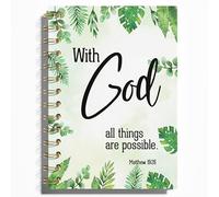 WFSM Inspirational Christian Notebook - With God All Things Are Possible Journal, Bible Verse Spiral Notebook, Christian Decor, Inspirational Christian Gifts, Gifts for Employees, 5.5x8.3 Inches