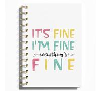 WFSM It's Fine I'm Fine Everything is Fine Spiral Notebook, Funny Notebooks for Work, Funny Work Gifts, Funny Gifts for Coworkers, Funny Work Hardcover Spiral Notebooks for Work Note Taking, 5.5x8.3