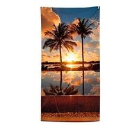 WFSWG Large Microfibre Beach Towel Twilight Sunset Palm Trees Motif Quick Drying Beach Towels for Adults Landscape Lightweight Towel for Travel Swimming Camping Gym