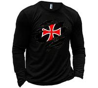 WFSWG Men's Knights Templar 3D Printed T-Shirt Vintage Casual Retro Knights Print Long Sleeve T Shirt Tops