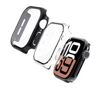 WFTE 2 Pack for Apple Watch Series 11/10 42MM Case with Tempered Glass Screen Protector, Anti-Drop & Anti-Scratch Hard PC Full Cover - Slim Thin, Shockproof, Non-Slip (Black & Clear)