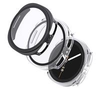 WFTE [2 Pack for Samsung Galaxy Watch 8/Watch8 40mm Case with Tempered Glass Screen Protector, Anti-Drop & Anti-Scratch Hard PC Full Cover - Slim Thin, Shockproof, Non-Slip (Black & Clear)