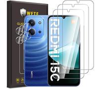 WFTE 3+3 Pack Screen Protectors for Xiaomi POCO C85/Redmi 15C 4G/5G Tempered Glass Film 9H Hardness, Anti-Scratch, Anti-Bubble Screen Protector Tempered Glass Camera Lens for POCO C85 5G