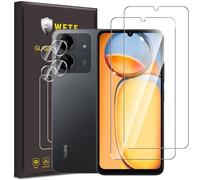 WFTE Pack of 2 + 2 Screen Protectors for Xiaomi Redmi 13C/POCO C65 5G Tempered Glass Film 9H Hardness, Anti-Scratch, Anti-Bubble Screen Protector Tempered Glass Camera for Redmi 13C
