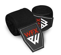 WFX Boxing Hand Wraps 3.5 4.5 Meter Martial Arts Bandages Inner Gloves Wrist Support Straps Punching Under Hand Knuckles Heavy Elasticated Training Bag Mitts Muay Thai (4.5 M, Black)