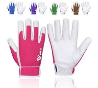 WFX Gardening Gloves for Women and Men, Heavy Duty Thorn Proof Garden Gloves with Strong Grip, Breathable Premium Quality Rigger Safety Working Gloves for Pruning, Weeding & Yard Work (Pink, Large)