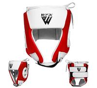 WFX Kids Headguard for Boxing, MMA Training and Kickboxing, Junior Children Maya Hide Leather Head Guard for Face and Ear Protection, Headgear for Sparring, Muay Thai and Taekwondo Helmet (Red)