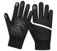 WFX Kids Winter Thermal Gloves Touch Screen Anti-slip Children Thickend Warm Windproof Cycling Gloves for Boys & Girls ge 6-12 for Running Outdoor Football Sports (L, BLACK)