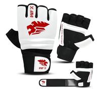 WFX MMA Gloves for Grappling Martial Arts Training, Vegan Leather Half finger Taekwondo Karate Punch bag gloves Men & Women, Body Combat Sparring Boxing Gloves, Cage Fighting, Kickboxing (White, S)