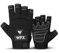 WFX Tough Fingerless Performance Gloves Protection Work Gloves, Padded Palm, Half-Finger Black (Medium)