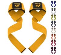 WFX Weight Lifting Straps Wrist Support Padded Neoprene Gym Cross Training Hand Bar weightlifting Straps Fitness Bodybuilding Power Exercise Grips Deadlift Men Women (Yellow)