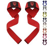WFX Weight Lifting Straps Wrist Support Padded Neoprene Gym Cross Training Hand Bar weightlifting Straps Fitness Bodybuilding Power Exercise Grips Deadlift Men Women (Red)