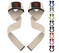 WFX Weight Lifting Straps Wrist Support Padded Neoprene Gym Cross Training Hand Bar weightlifting Straps Fitness Bodybuilding Power Exercise Grips Deadlift Men Women (Half White)