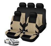 WFYBMB Car Seat Cover for Jaguar X Type 2001-2009, Interior Protector Accessories Tailored Sets Full Surround Seat Covers Comfortable and Breathable Waterproof,C-Beige