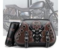 WFYBMB Motorcycle Tail Bag for Ducati Scrambler Cafe Racer 2017-2020, Motorbike Side Pannier Bag - Waterproof Leather Motorbike Saddle Bags, With Locking Mechanism, Easy Installation,D