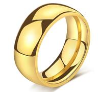 WFYOU Mens Rings Wedding Band Gold Silver Rings for Women Her Men 1-8mm Stainless Steel Rings Stacking Simple Rings Statement Thumb Finger Ring Plain Dome High Polish Comfort Fit Size 6-12, 4 UK