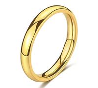 WFYOU Mens Rings Wedding Band Gold Silver Rings for Women Her Men 1-8mm Stainless Steel Rings Stacking Simple Rings Statement Thumb Finger Ring Plain Dome High Polish Comfort Fit Size 6-12, 9 UK