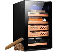 WFYZXE Electric Cigar Cabinet-50l Electronic Cooler Humidor-Spanish Cedar Wood-Controlled Humidity Cigar and Wine Cabinet-Holds 400 Cigars-Commercial/Household (Black)