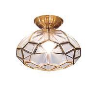 WFZRXFC American Retro Diamond Shape Personality Semi Flush Mount Ceiling Light With Transparent Glass Lampshade Ceiling Lamp Brass Gold Body Ceiling Lighting For Bedroom, Living Room, Study Room