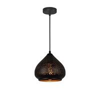 WFZRXFC Black Retro Industrial Dome Pendant Light Golden Embellishment Light Fixture Creative Country Style Hanging Lamp Bar Villa Club Decoration Ceiling Lighting