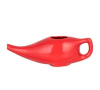 WG inc Ceramic Neti Pot, Handcrafted Nasal Cleaning Cup for Sinus & Congestion Relief, Leakproof Dishwasher Safe Eco Friendly Neti Pot with Cotton Napkin (Red)