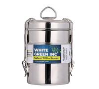 WG inc Lunch Box for Adults, Kids, Stainless Steel Indian Tiffin Large Bento Box, Three Compartment Food Storage Containers for Work/Office/Camping- Dishwasher Safe (3 Tier)