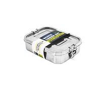 WG inc Stainless Steel Bento Box Sandwich Container, Salads, Small One Meal Tiffin for Kids & Adults, Easy to Open Secure Clips, Durable ~ Dishwasher Safe (600 ML)