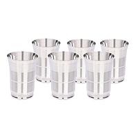 WG inc Stainless Steel Cups - 6 Pack, 350 ML, Metal Drinking Glasses - Reusable & Stackable Mirror Finish Steel Tumblers for Home, Kitchen, Restaurants, Dishwasher Safe, BPA Free