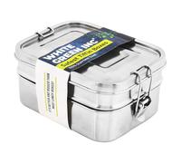 WG inc Stainless Steel Lunch Box, 2 Compartment Food Storage Containers, 1.5 Litre Leakproof Bento Boxes for Adults & Children, Metal Snack Tin for Sandwich, Salads - Steel Bento Lunchbox