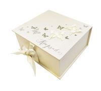 WG409 Wings of Love Butterfly Paperwrap Keepsake Box Cream Large