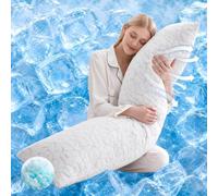 WGAKCED Cooling Body Pillow for Side Sleeper, Long Pillow for Bed, 20x54 in | Shredded Memory Foam, Adjustable Loft, Removable Washable Cover, Side Sleepers & Back Pain Relief