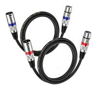 WGCG XLR Cables, XLR Male to Female 3 Pins Balanced Microphone Cable for Studio Recorder, Mic, Audio Mixer, Speaker Cable, Podcast Studio, Live Sound, Stage Speakers (2 Pack, 1m)