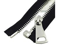 WGD Lalian 1pcs 10# Open-End Metal Zippers, 70/80/90cm Zipper Zips For Sewing Down Coat Garments Zipper Sewing Accessories Tools (Color : Teeth silver, Size : 70cm)