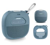 Feature Protective Case for Bose SoundLink Micro Bluetooth Speaker by WGear, Featured Design with mesh Pocket for Cable and Other Accessories, Elastic Strap to Secure Device (Stone Blue), WG012299