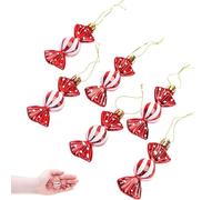 WGFD Pack of 6 Sweet Shaped Christmas Baubles 8cm - Shiny & Glitter Decorative Ornaments with Red Hanging String for Christmas Tree, Holiday Home, New Year Decoration - Festive and Elegant Baubles