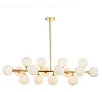 WGFJKI 16 Balls Chandelier Sputnik Pendant Light Magic Beans Glass Lamp Shade Ceiling Light Fixture Brushed Brass Hanging Light for Kitchen Island Dining Room Living Room Hallway