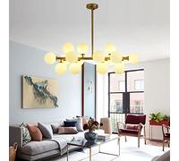 WGFJKI 16-Lights Sputnik Chandeliers Magic Beans Pendant Light Fixture Linear Molecular Metal Ceiling Hanging Lighting With Glass Globe Shade For Living Dining Room Kitchen