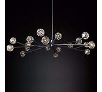 WGFJKI 18 Light Crystal Sputnik Chandelier Pendant Lighting Black Finish Fixture Flush Mount G9 LED Ceiling Light for Dining Room Bar